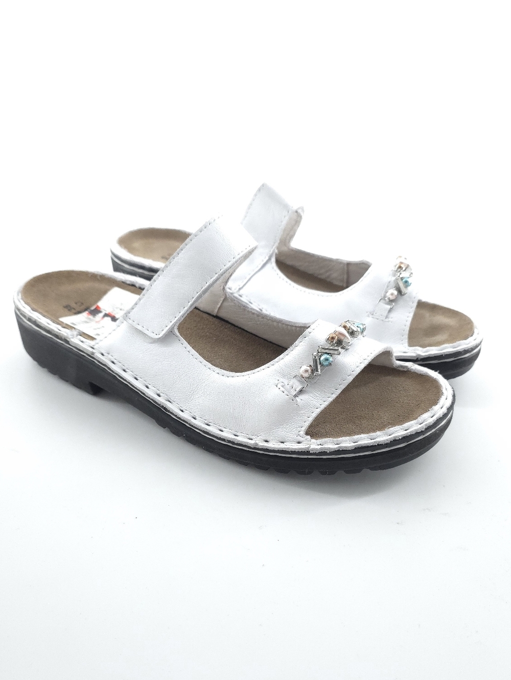 Naot Johanna Women's Slide Sandal in White Pearl Leather Comfort Size 7